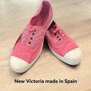Pink Floral Canvas Athletic Shoes